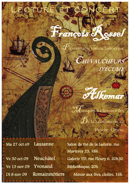 Flyer soirées lectures et concert "Chevaucheurs d'écume"